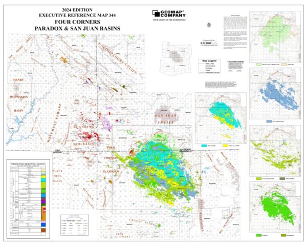 344 – Executive Reference Map – Four Corners, Paradox & San Juan Basins